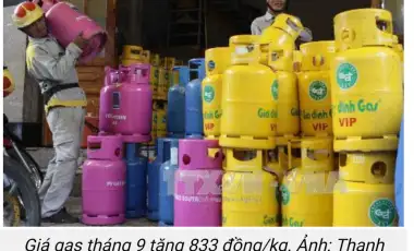 Giá gas tháng 9 lên 10k