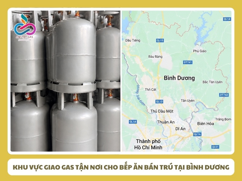 Khu vực giao gas tận nơi cho bếp ăn bán trú tại Bình Dương