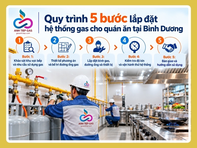 Quy trình 5 bước lắp đặt hệ thống gas cho quán ăn tại Bình Dương