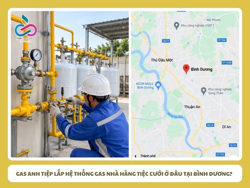 Gas Anh Tiệp triển khai lắp hệ thống gas nhà hàng tiệc cưới ở đâu tại Bình Dương?