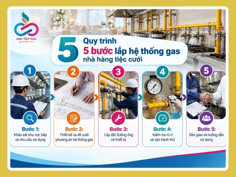 Quy trình 5 bước lắp hệ thống gas nhà hàng tiệc cưới