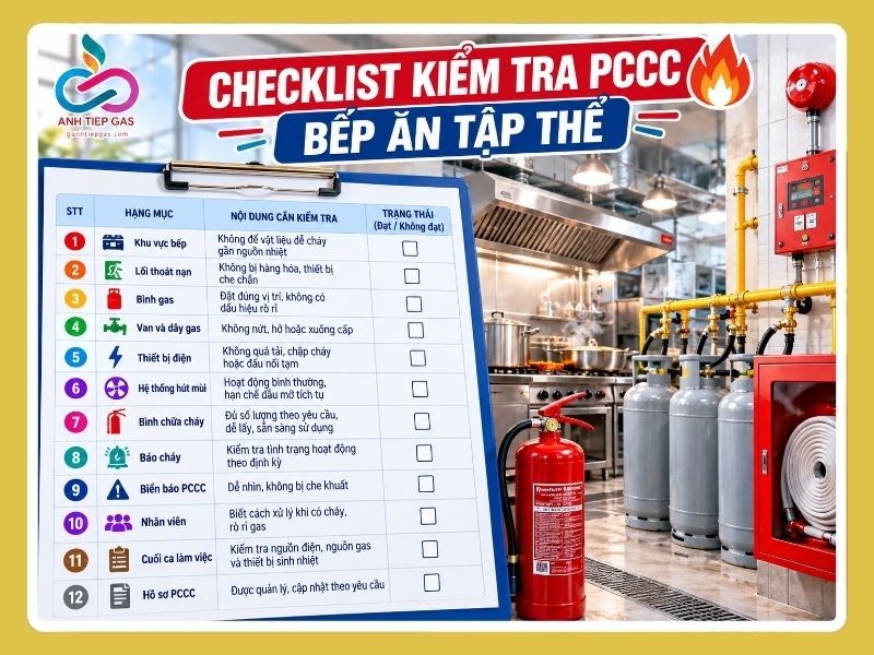 Checklist kiểm tra PCCC bếp ăn tập thể