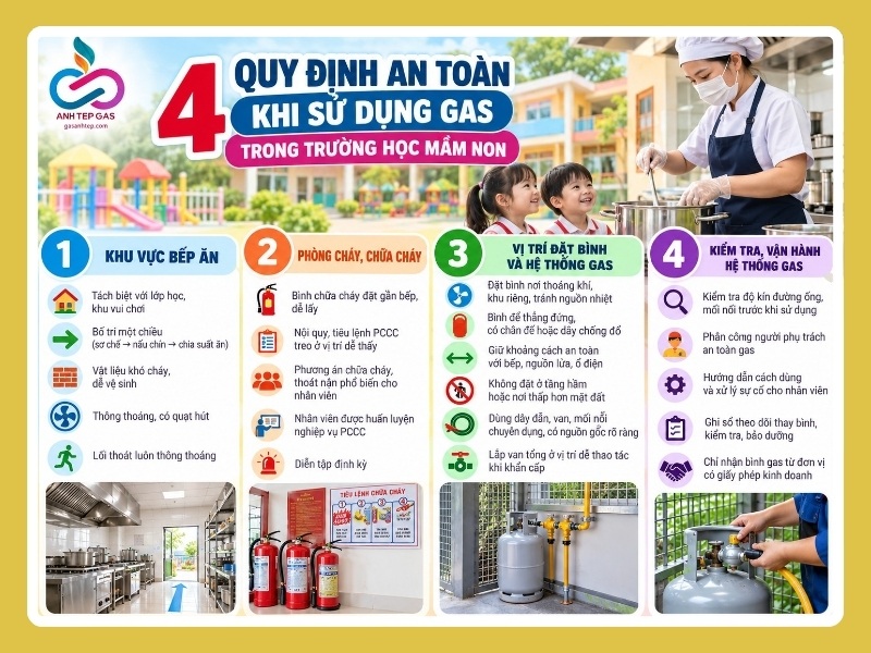 quy định an toàn khi sử dụng gas trong trường học mầm non