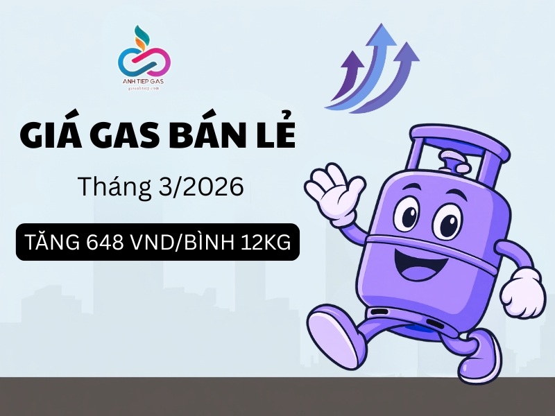 Giá gas bán lẻ trong nước tháng 3/2026 TĂNG